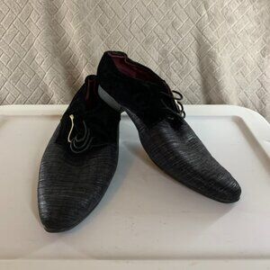 Alberto Fellini Mens 10 Dress Shoes Black Plum Faux Suede Point Toe